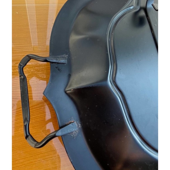 Black Vintage Hand-Painted Footed Toleware Serving Tray, Floral, Made in USA - Picture 8 of 10